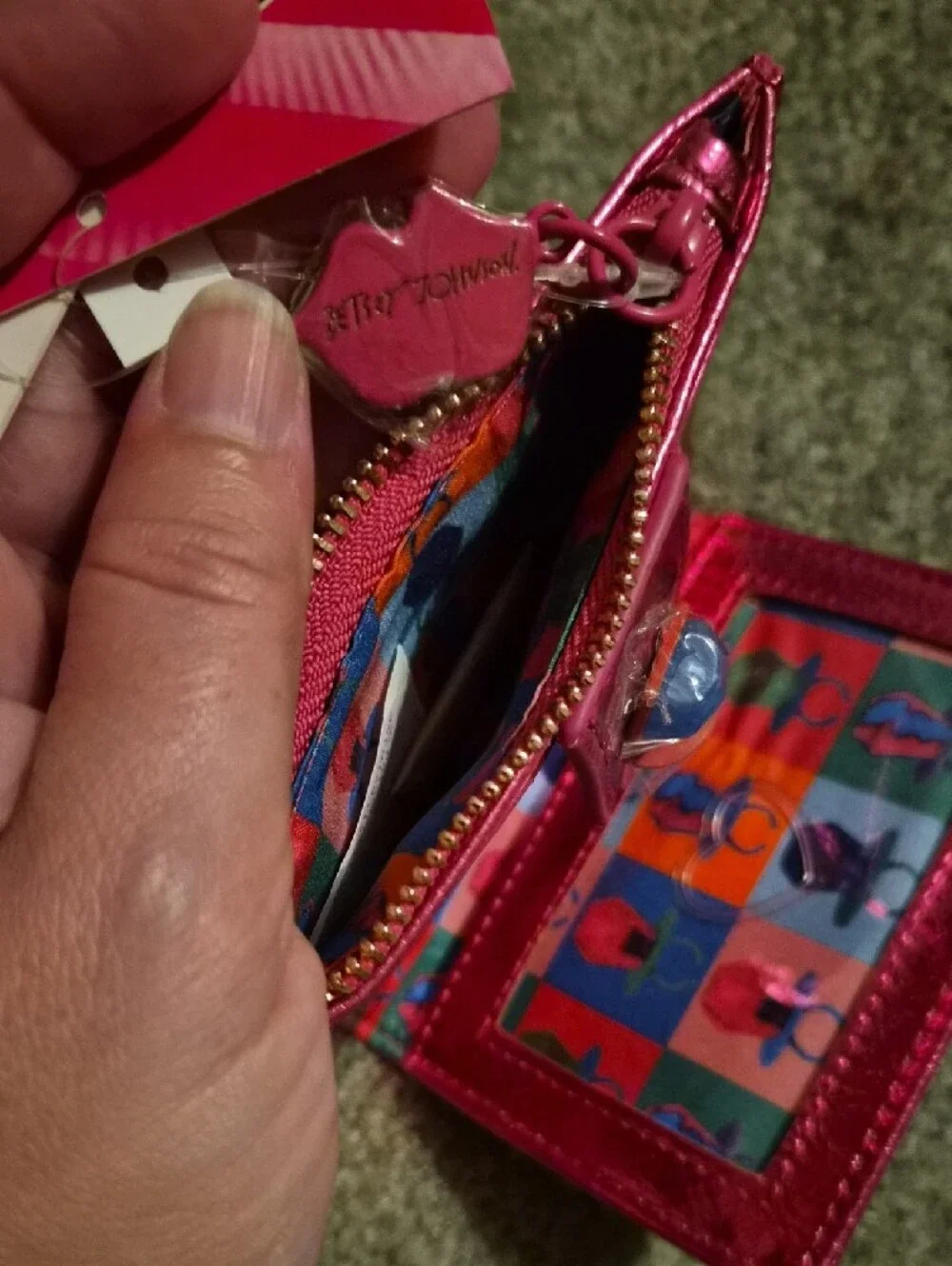 Extemely Rare!!  Betsey Johnson Ring Pop Metallic Hot Pink Wallet!